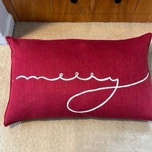 Pottery Barn Holiday Lumbar Pillow “Merry”